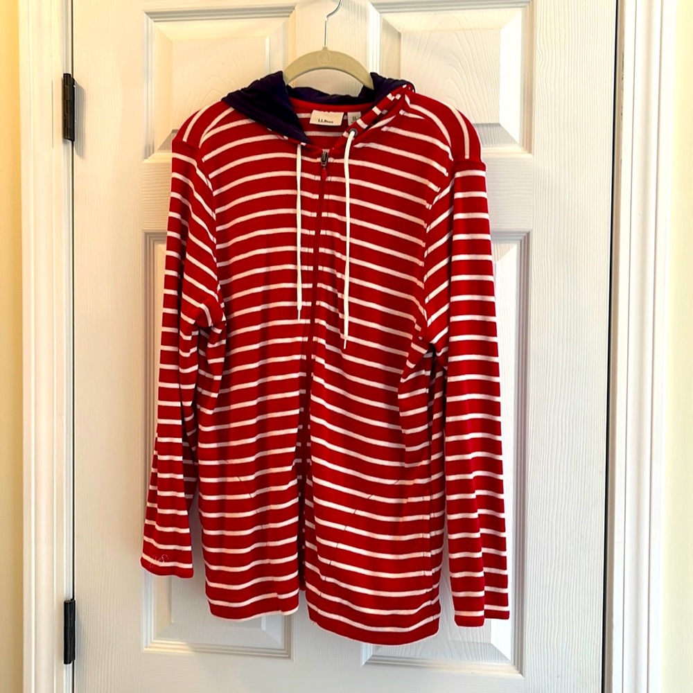 XL LL Bean striped zip up hoodie